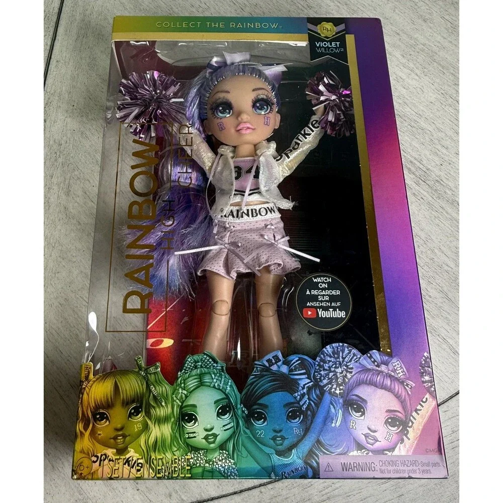 Rainbow High Violet Willow Glam Cheerleader Purple Fashion Doll 10” Brand New